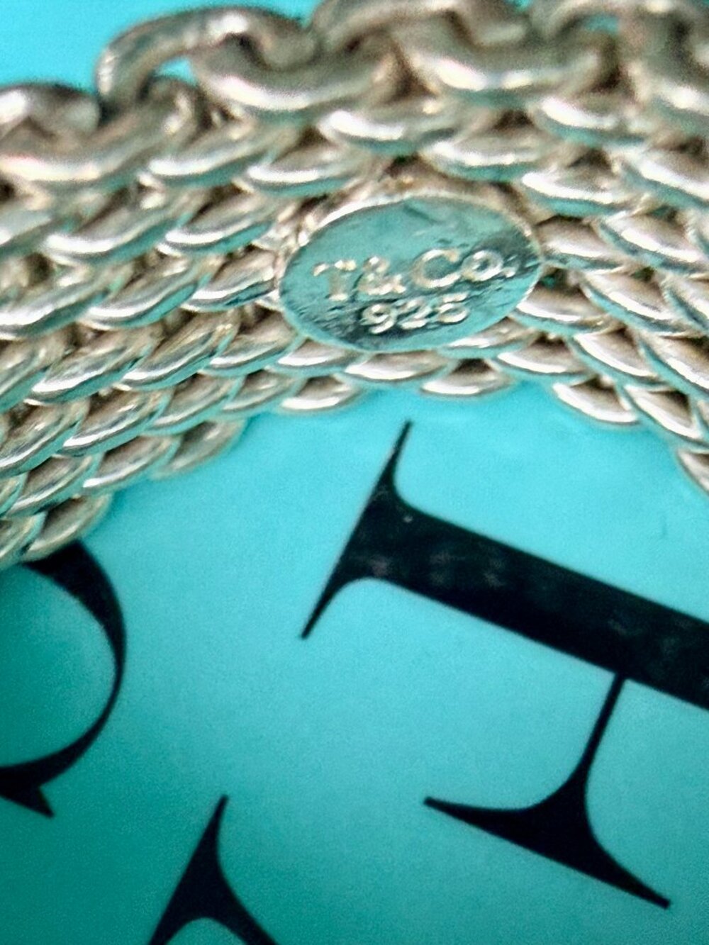 Tiffany & Co. Somerset 10MM Wide Band Mesh Weave Chain Ring Sterling Silver 925 - Picture 7 of 8